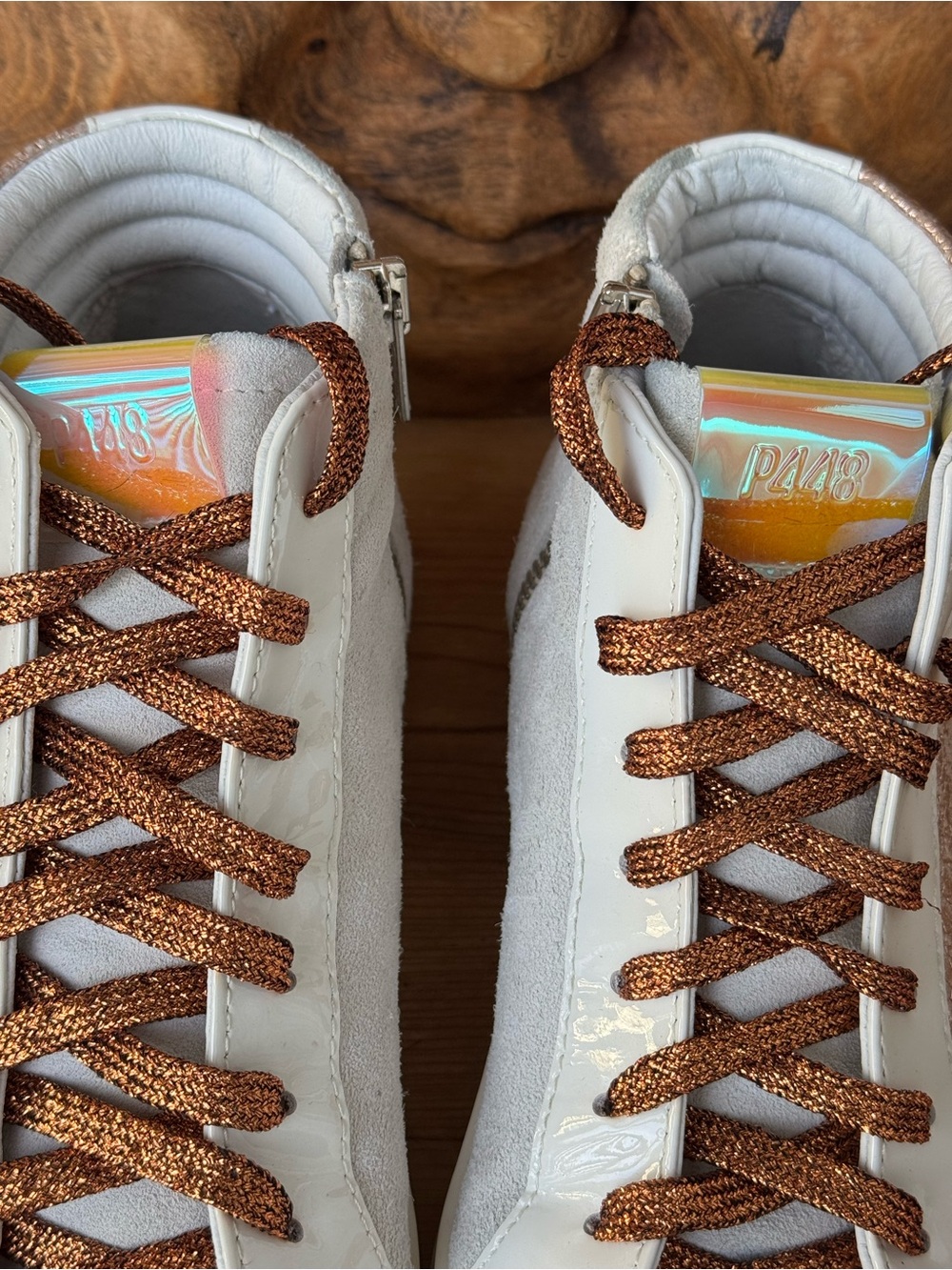 P448 Skate Shimmer High-Top Sneakers with Copper Laces, 8 - Picture 4 of 9